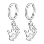 color: 2.5*12 Welded Ring Palm Heart Steel Color Ear Cuff