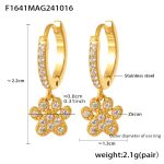 color: F1641-Gold Cat Paw Set with Zircon Full Pave Earrings