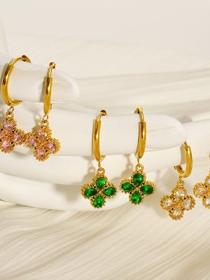 Ear Ring Personalized Diamond-Embedded Stainless Steel Eardrop Elegant Advanced Ring