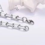 Stainless Steel Men's Handmade Cuban Necklace Square Chain Bold Chain Metal Ladder