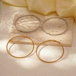 Elegant Full Diamond Ring Stainless Steel Earrings Women's Exaggerated Slim Face Earrings Big Ear Ring