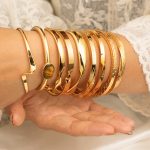 Retro Stainless Steel Bracelet Women's Design Advanced C- Shaped Versatile 18K Opening Bracelet