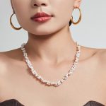 Elegant Stainless Steel Natural Shell Bone Design Beaded Women's Necklace Clavicle Chain Versatile Daily Cross