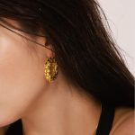 Ring Fish Scale Earring Eardrop Casual Holiday Earrings Stainless Steel 18K Gold Plated Jewelry