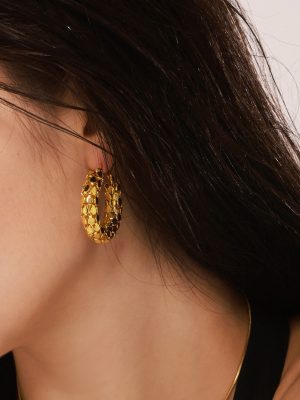 Ring Fish Scale Earring Eardrop Casual Holiday Earrings Stainless Steel 18K Gold Plated Jewelry