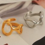 Personalized Cold Style Design Irregular Geometric round Hollow Asymmetric C- Shaped Open Ring Advanced