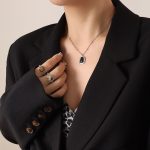 color: P258-Steel Color Black Cat's Eye Stone Necklace -40+5cm