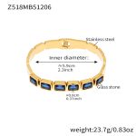 color: Z518-Gold Blue Glass Stone Bangle