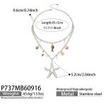 color: P737-Starfish Steel Color Necklace -45+5cm