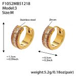 color: F1052-Pink Color Zircon Earrings -Medium