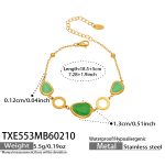 color: TXE553-Gold Green Glass Stone Bracelet 18.5+5cm