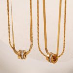Popular Twin 18K Gold Plating Stainless Steel Necklace Women's Simple Gold-Plated Light Luxury