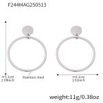 color: F244-Steel Color Large Hoop Earrings