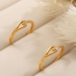 New Stainless Steel Open-End Zircon Ring 18K Gold Plating Ring Shank Women's Light Luxury Advanced