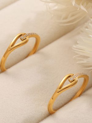 New Stainless Steel Open-End Zircon Ring 18K Gold Plating Ring Shank Women's Light Luxury Advanced