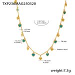 color: TXP236-Green Color Heart Gold Necklace 40+5cm