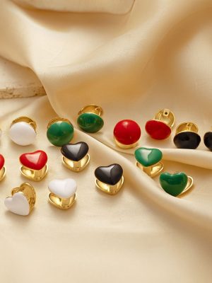 Jequirity Bean Love Ear Clip Light Luxury All-Match Design Earrings Daily Multi-Color Dripping Earrings