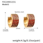 color: F651-Red Color Zircon Earrings -Small
