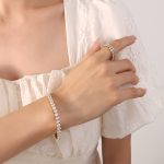 color: E333-Gold White Zircon Elastic Bracelet