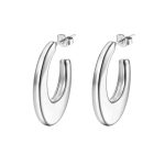 color: Oval Hollow Welded Pin Earrings Steel Color MS-017