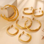 New Twisted Wave C- Shaped Earrings Stainless Steel 18K Gold Plating Irregular Design Earrings