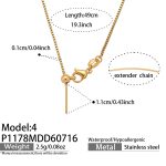 color: P1178-4--Gold Box Chain Necklace -49cm