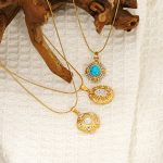 Women's High-Grade All-Match Stainless Steel Necklace Turquoise Pearl Personality Affordable Luxury Pendant