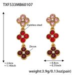 color: TXF533-Red Color Zircon Earrings