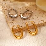 INS Geometric Ellipse Stainless Steel Earrings Women's Advanced Personality 18K Earrings