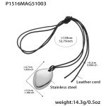 color: P1516-Steel Color Long Style Necklace 134cm
