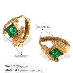 color: EH1071GNG Green Square Zircon Gold Small Hoop Earrings