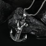 Gothic Metal Boat Anchor Skull Stainless Steel Pendant Street Hip-Hop Bar Culture Personality Necklace Pendant Men