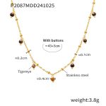 color: P2087-Tiger Eye Thick Gold Necklace