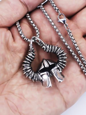 Retro personalized hip hop Viking Odin helmet stainless steel necklace men's jewelry