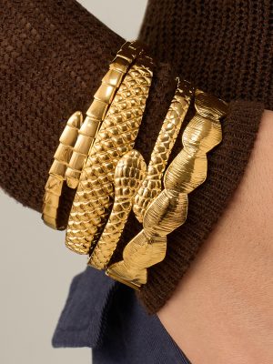 Stainless Steel Bracelet 18K Gold Double Snake Head Open Bracelet Personality Affordable Luxury Temperament Bracelet
