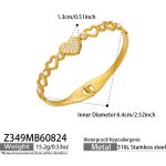 color: Z349-Heart Zircon Gold Bangle