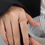 color: A523-Gold Gray Shell Bead Ring / size: US 6