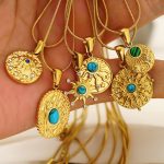 Stainless Steel Turquoise Evil Eye Necklace Pendant Female Devil New Necklace