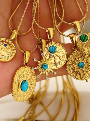 Stainless Steel Turquoise Evil Eye Necklace Pendant Female Devil New Necklace