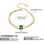 color: E309-Gold Green Zircon Bracelet 17+5cm