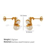 color: EH61 White Bead Gold Earrings