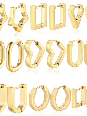 Stainless Steel Ear Clip Women's Light Luxury Handmade Polished Geometric Earrings Real Gold Earrings in the Furnace