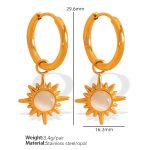 color: EH354 White Cat's Eye Gold Earrings