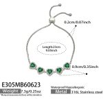 color: E305-Green Zircon Steel Color Bracelet -23cm