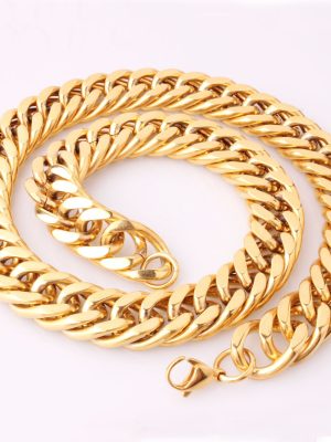 Stainless Steel Gold Chain Titanium Necklace Bracelet Length 50-6-18-21 Multi-Specification Size