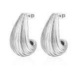 color: Cast Straight Grain Drop Earrings Steel Color MS-230