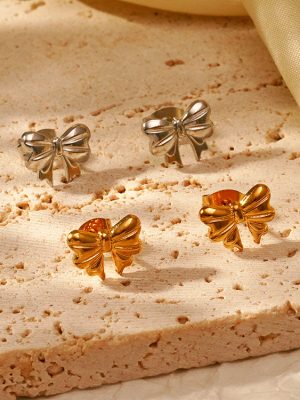 INS Bow Stainless Steel Studs Women's 18K Premium All-Match Ear Jewelry