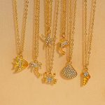 All-Match Beach Ocean Series Diamond Fish Necklace Women's Light Luxury Advanced Stainless Steel Pendant