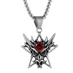 color: Dragon Red Rhinestone + Stainless Steel Chain
