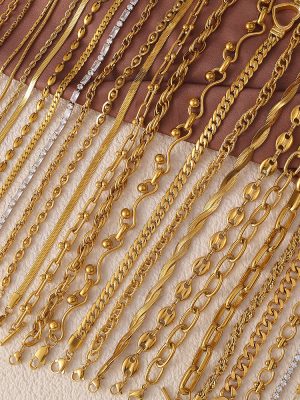 Retro Necklace Women's Advanced Simple Style Diverse Design Chain Stainless Steel 18K Gold
